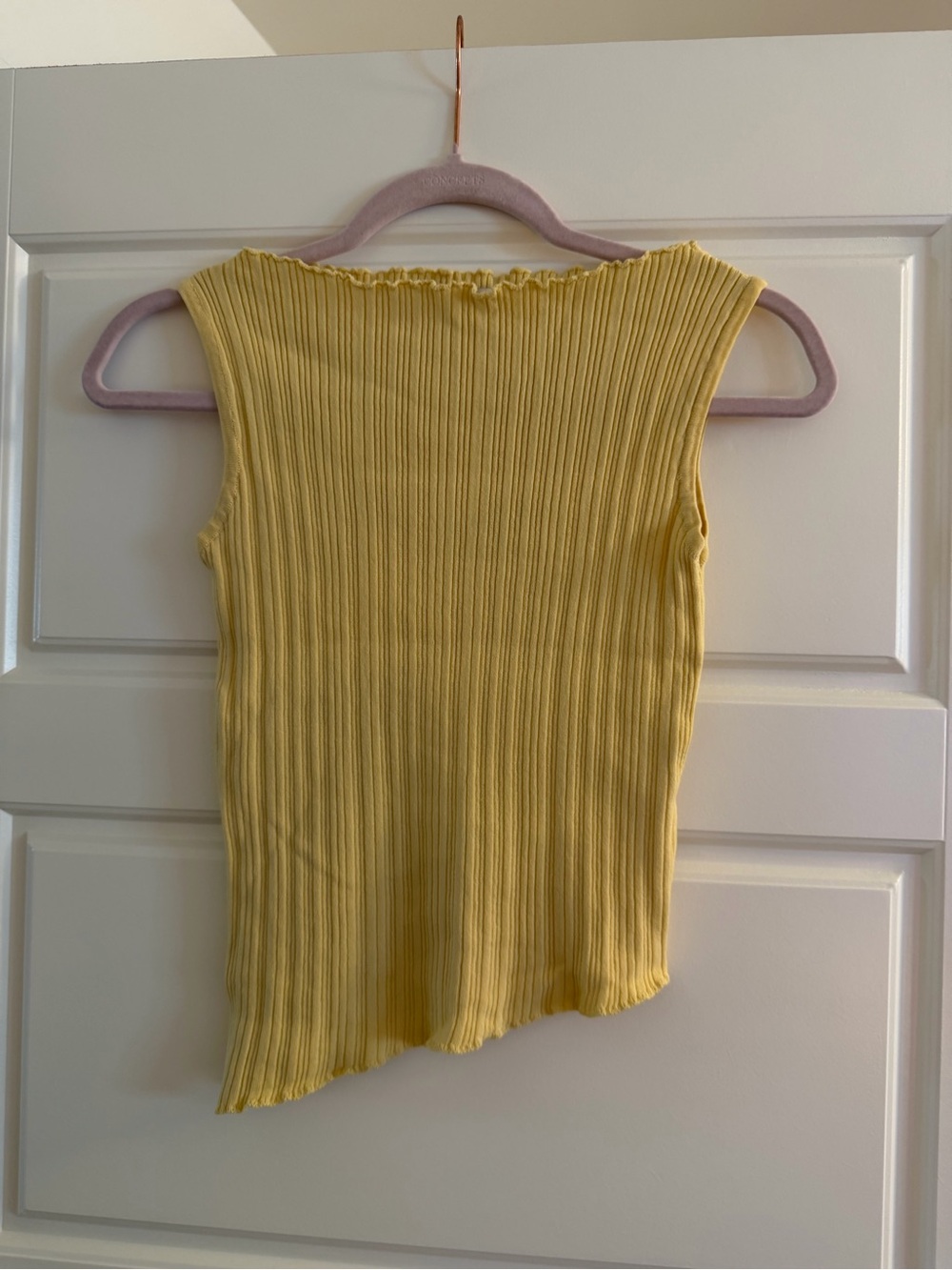 American Threads Yellow Ribbed Lettuce-Edge Tank